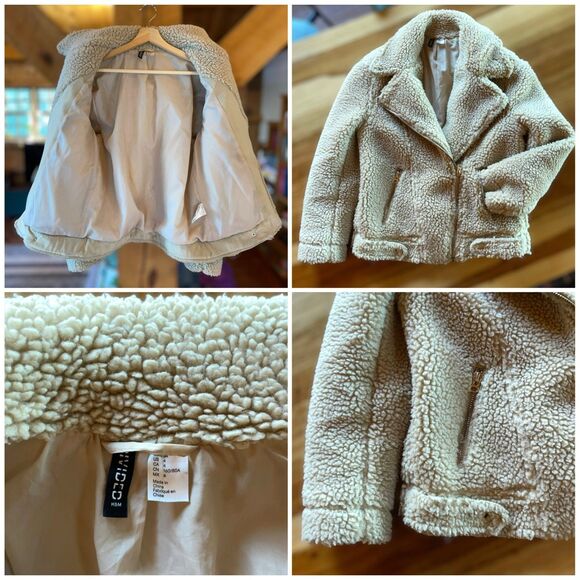 H&M Divided Teddy Sherpa Longline Moto Jacket - Picture 10 of 10